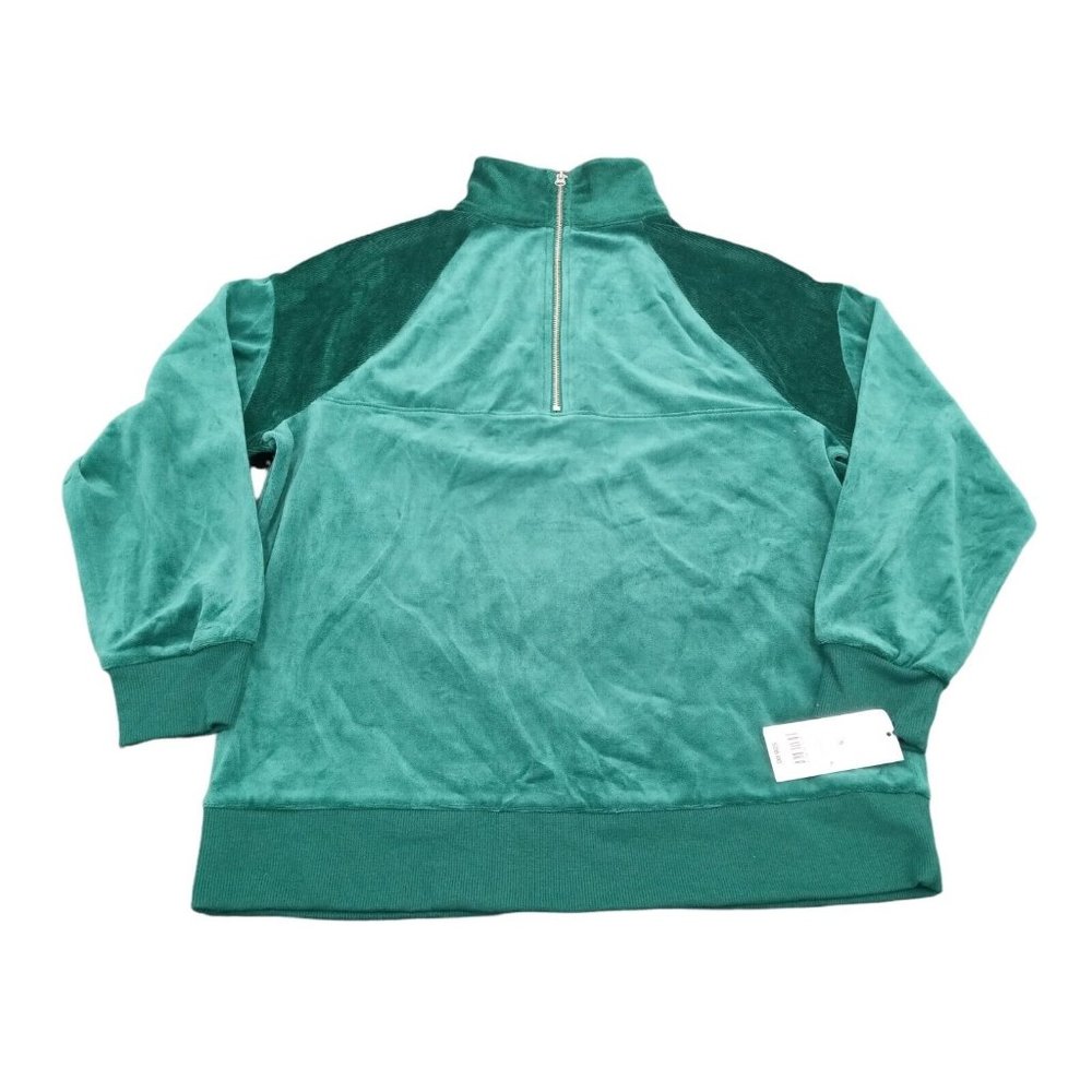 Wild Fable Women's Small Quarter Zip Velour Tunic Green Sweatshirt